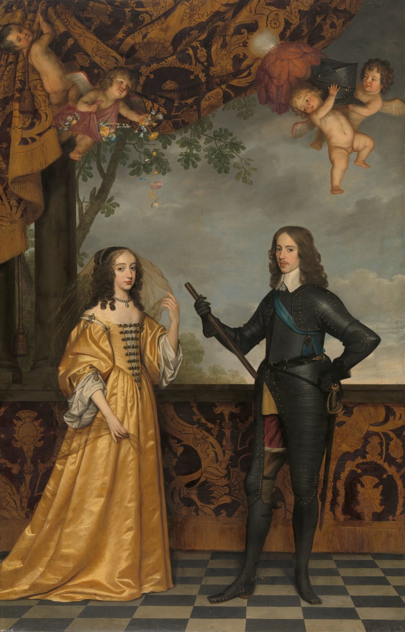 Portrett av Willem II (1626-1650), prinsen av Orange og hans kone Mary Stuart (1631-1660) av Gerard van Honthorst