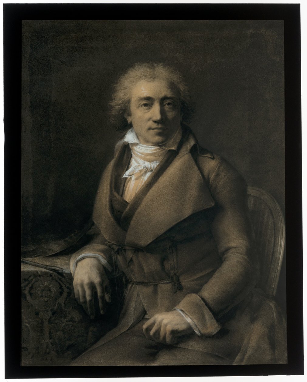 Selvportrett sittende ved et bord, vendt til høyre av Gerard van Spaendonck