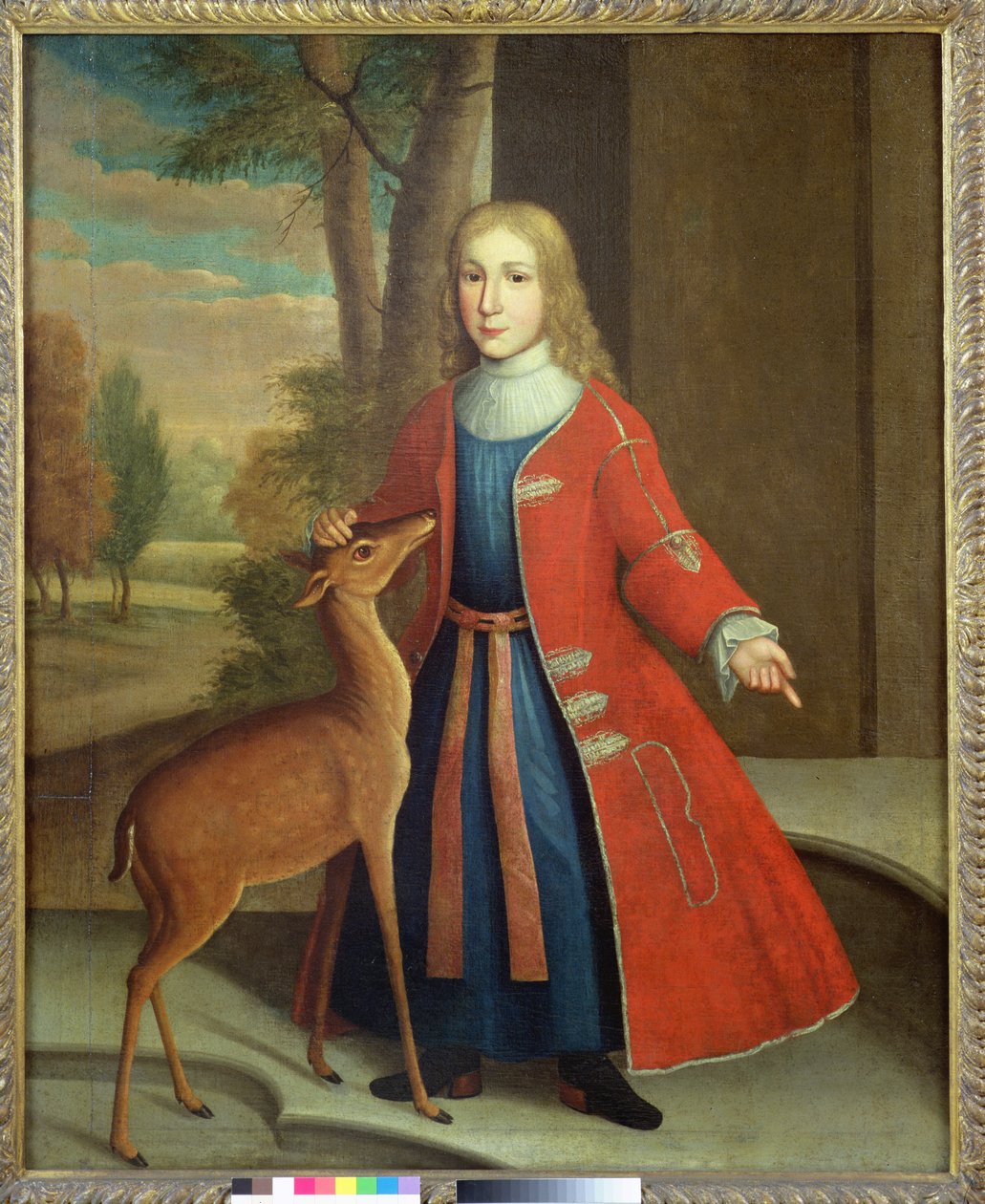 De Peyster Boy with a Fawn, ca. 1730-35 (olje på lin) av Gerardus I Duyckinck