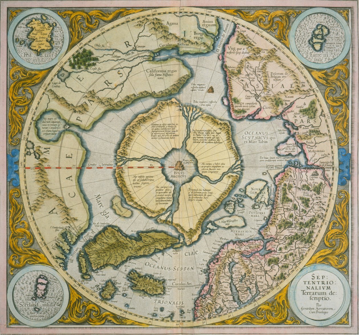 En beskrivelse av det nordlige landskapet, 1595 av Gerardus Mercator
