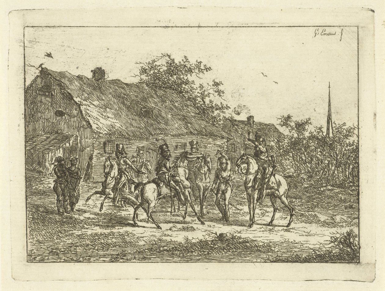 Kavaleri i en landsby Avskjedsdrinken av Gerardus Emaus de Micault