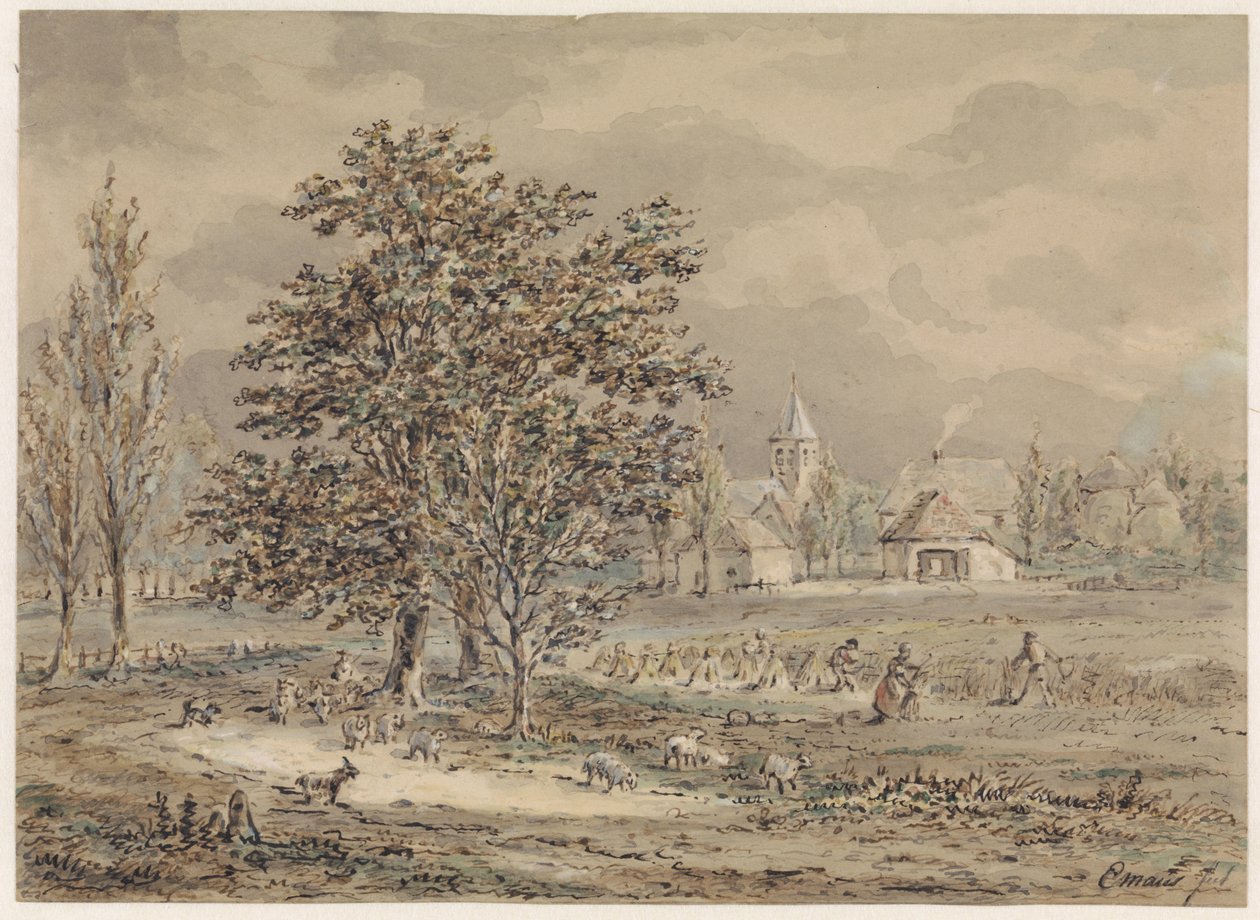 Utsikt over landsbyen Zoelmond av Gerardus Emaus de Micault