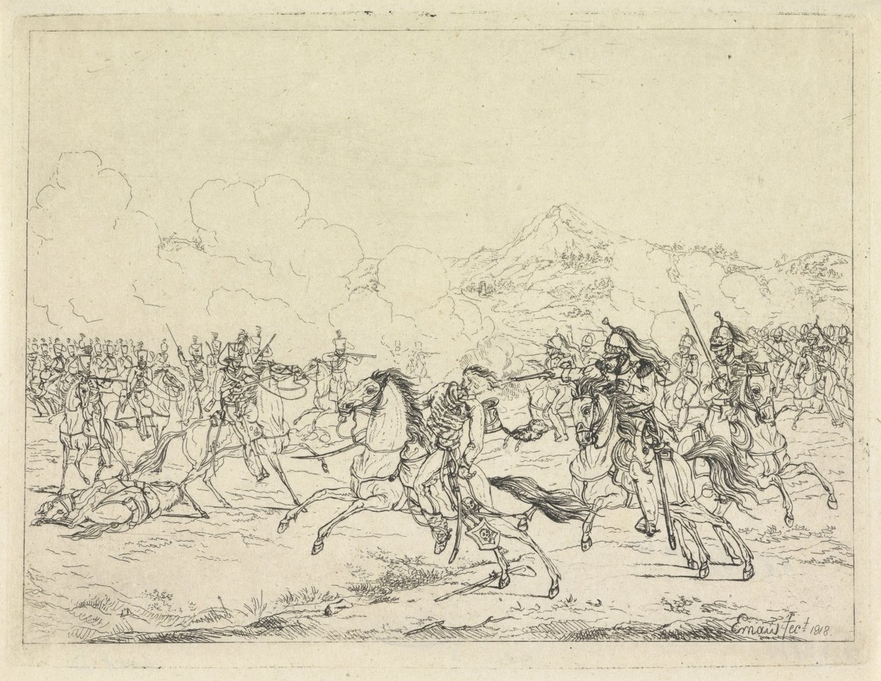 Død av Frederick William av Brunswijk, 1815 av Gerardus Emaus de Micault