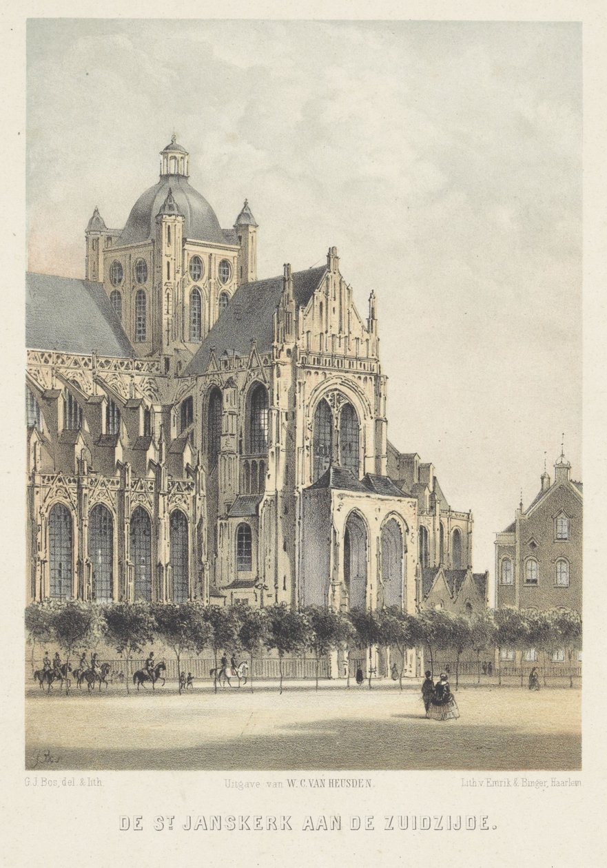 Johanneskirken i Den Bosch St. Janskerk på sørsiden (tittel på objekt) av Gerardus Johannes Bos