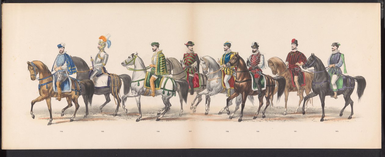Maskerade av Leiden-studentene, 1870 (plate 13) Utkledd prosesjon holdt av medlemmene av Leiden studentkorps den 7. juni 1870, for å feire 295-årsjubileet for Leidsche Hoogeschool, som viser et besøk i Leiden i av Gerardus Johannes Bos