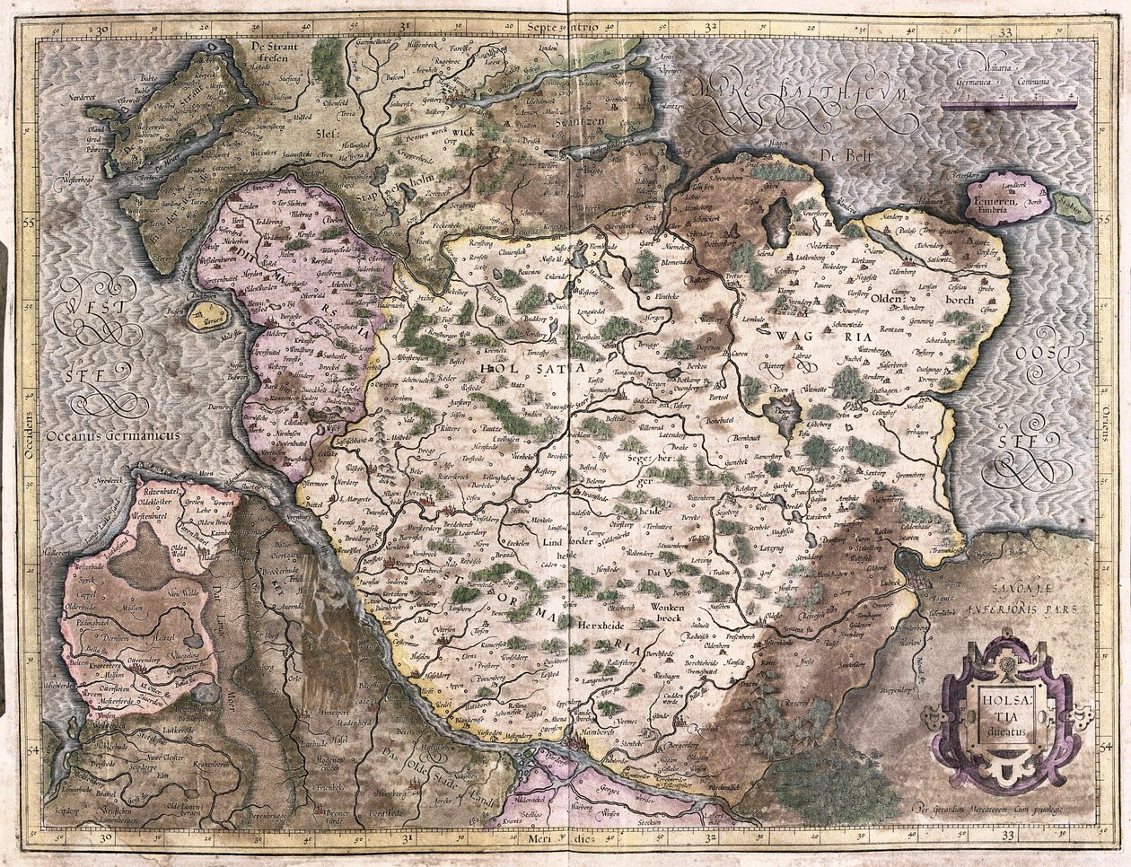 Alsatia, Tyskland (gravering av Gerardus Mercator