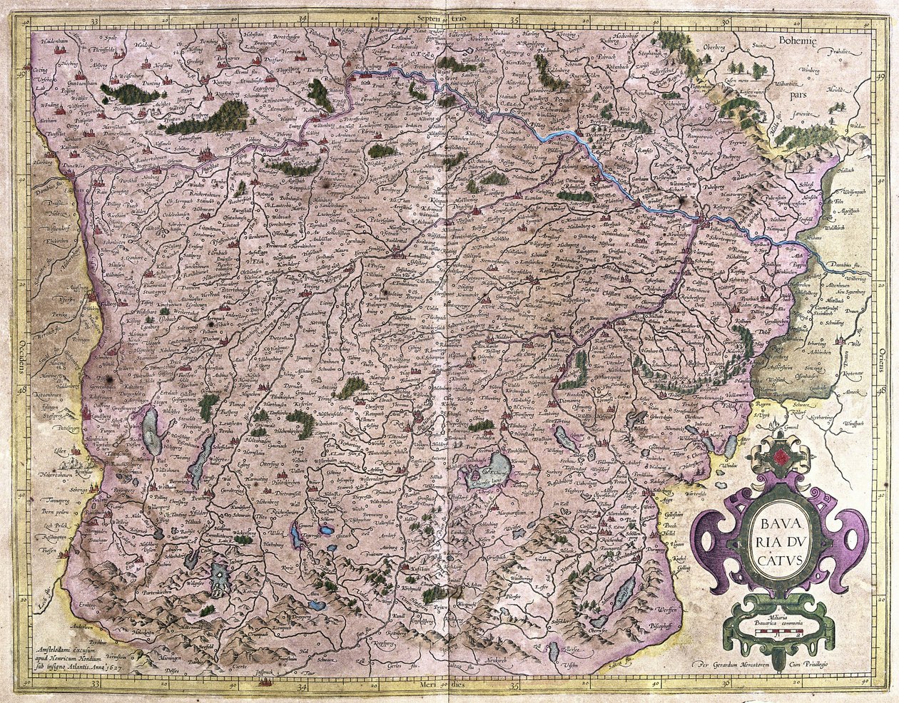 Bayern, Tyskland (gravering av Gerardus Mercator