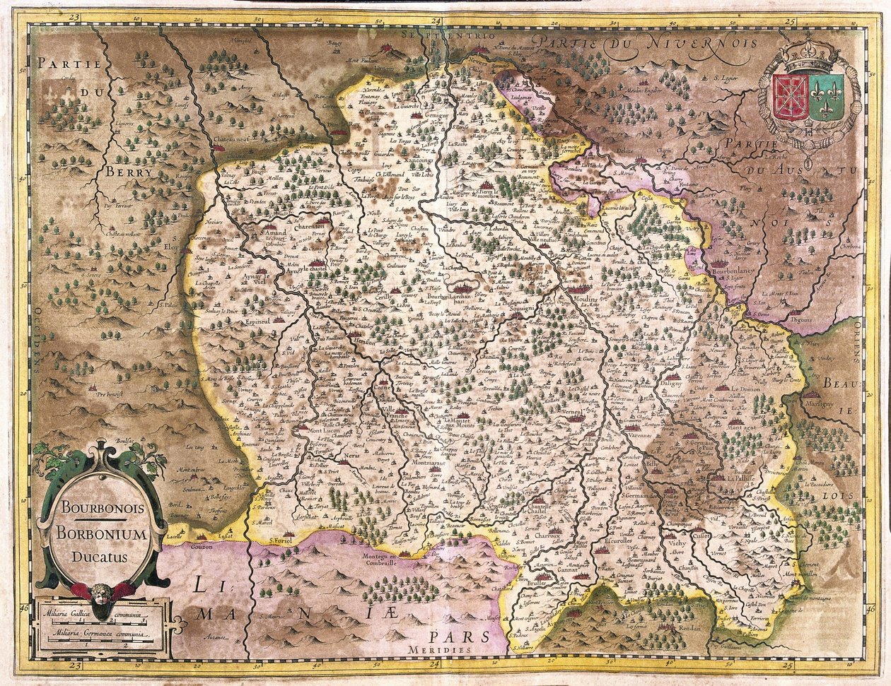 Bourbonnais, Frankrike (gravering av Gerardus Mercator