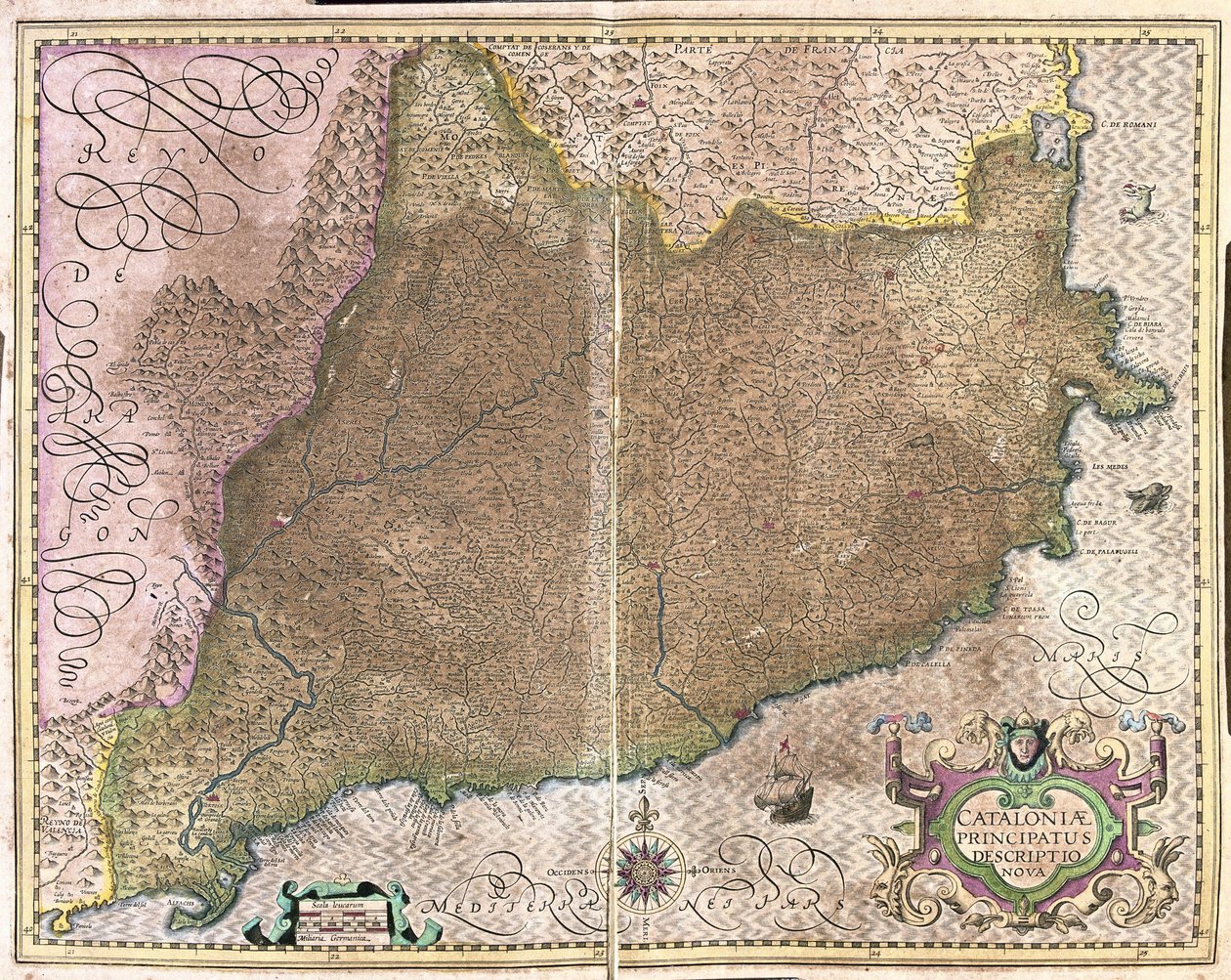 Catalonia, Spania (gravering av Gerardus Mercator
