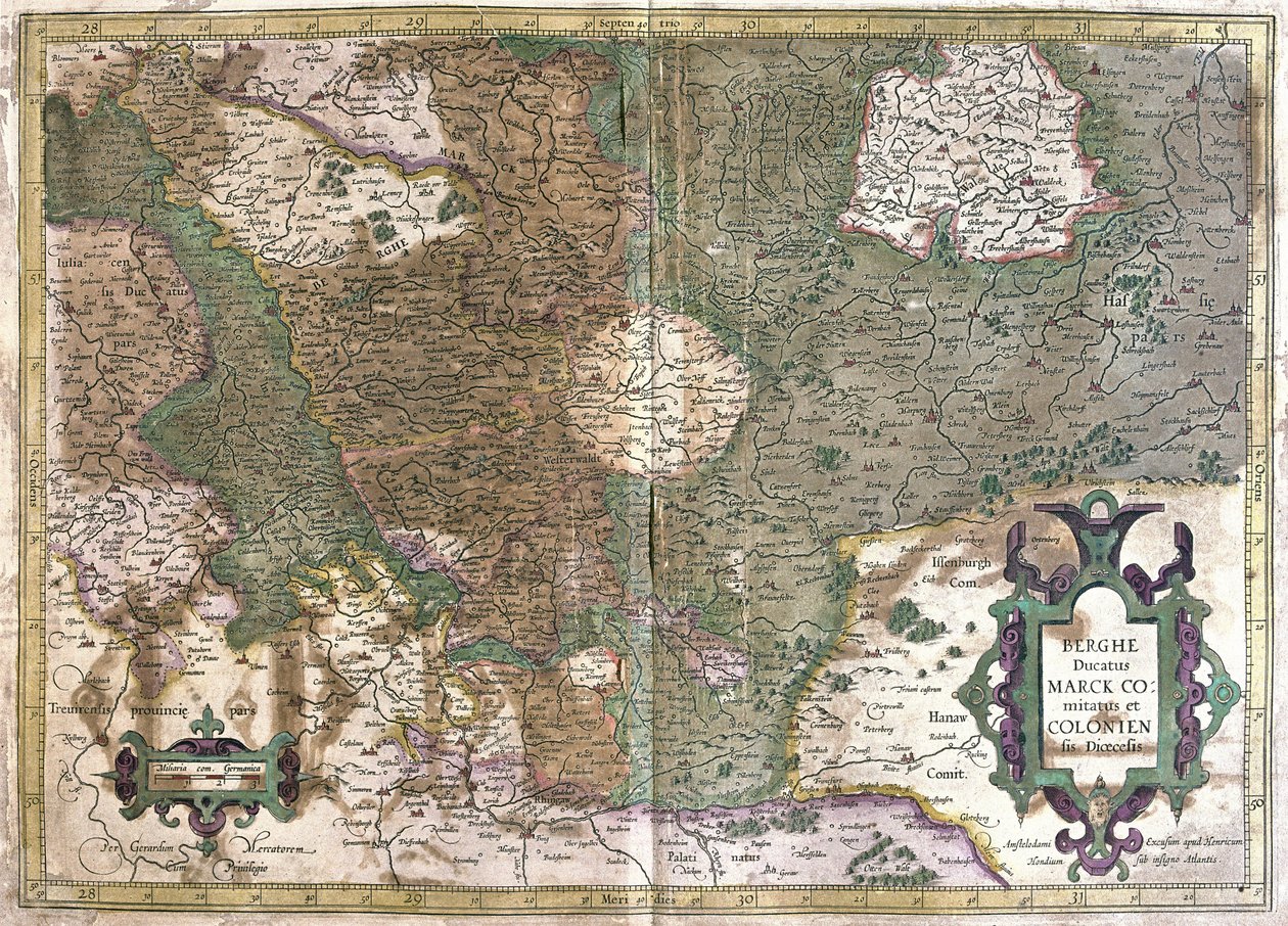 Köln, Waldeck (Hessen), Tyskland (gravering av Gerardus Mercator