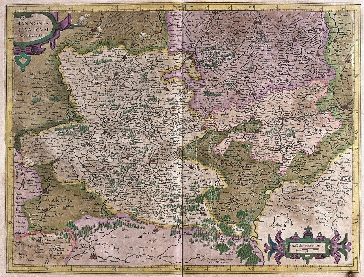 Hainaut, Namur, Belgia (gravering av Gerardus Mercator