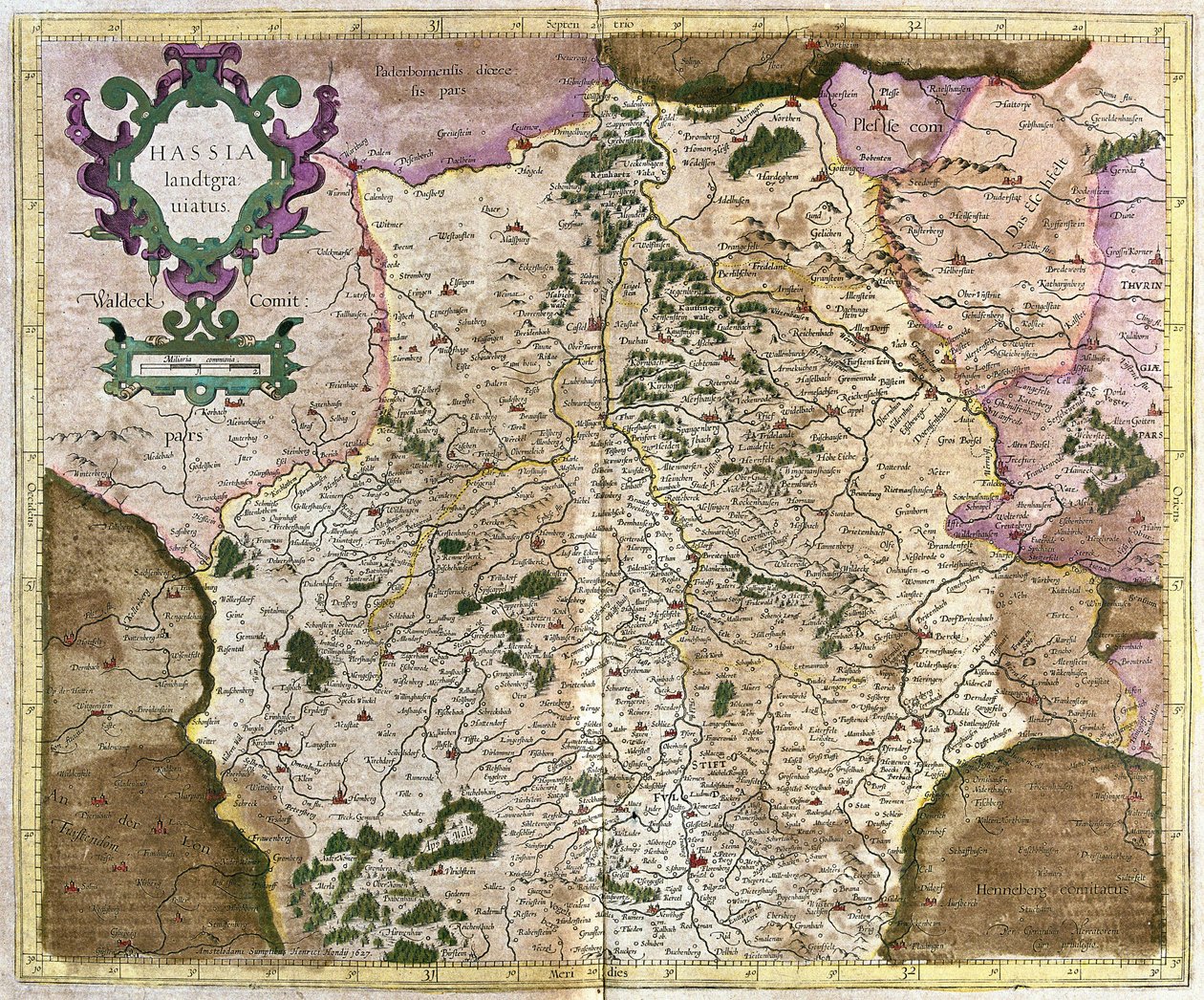 Hessen, Kassel, Tyskland (gravering av Gerardus Mercator