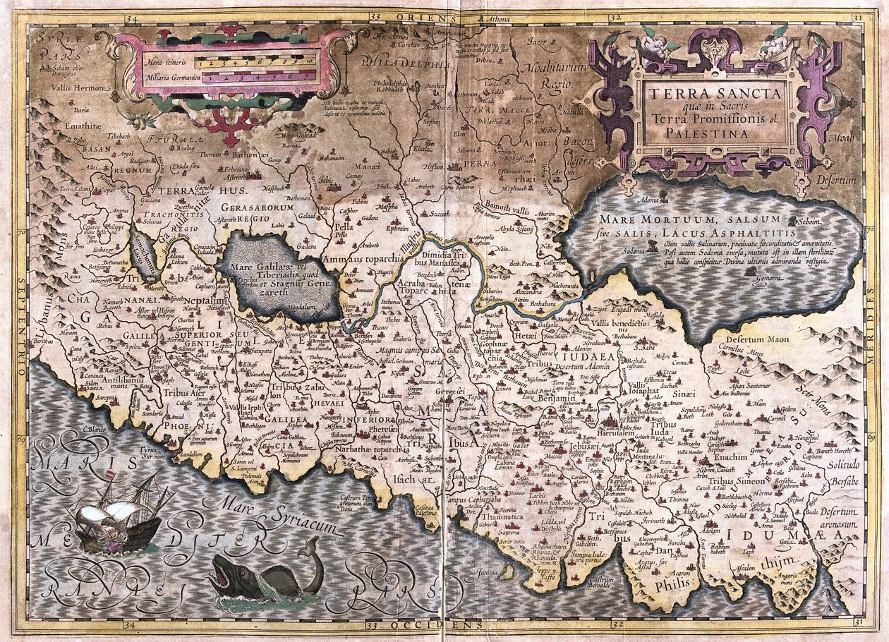 Det hellige land og Palestina (gravering av Gerardus Mercator