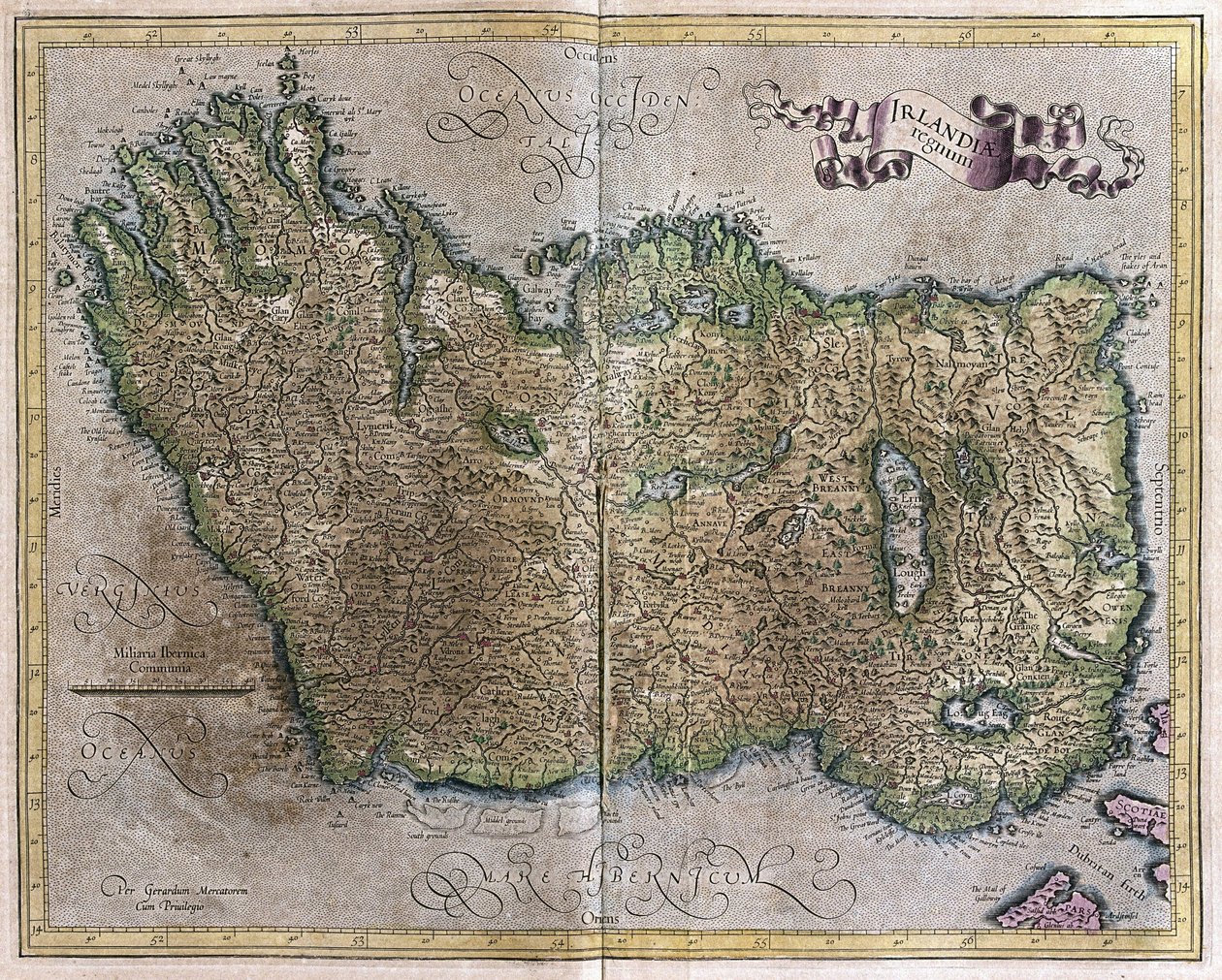Irland av Gerardus Mercator