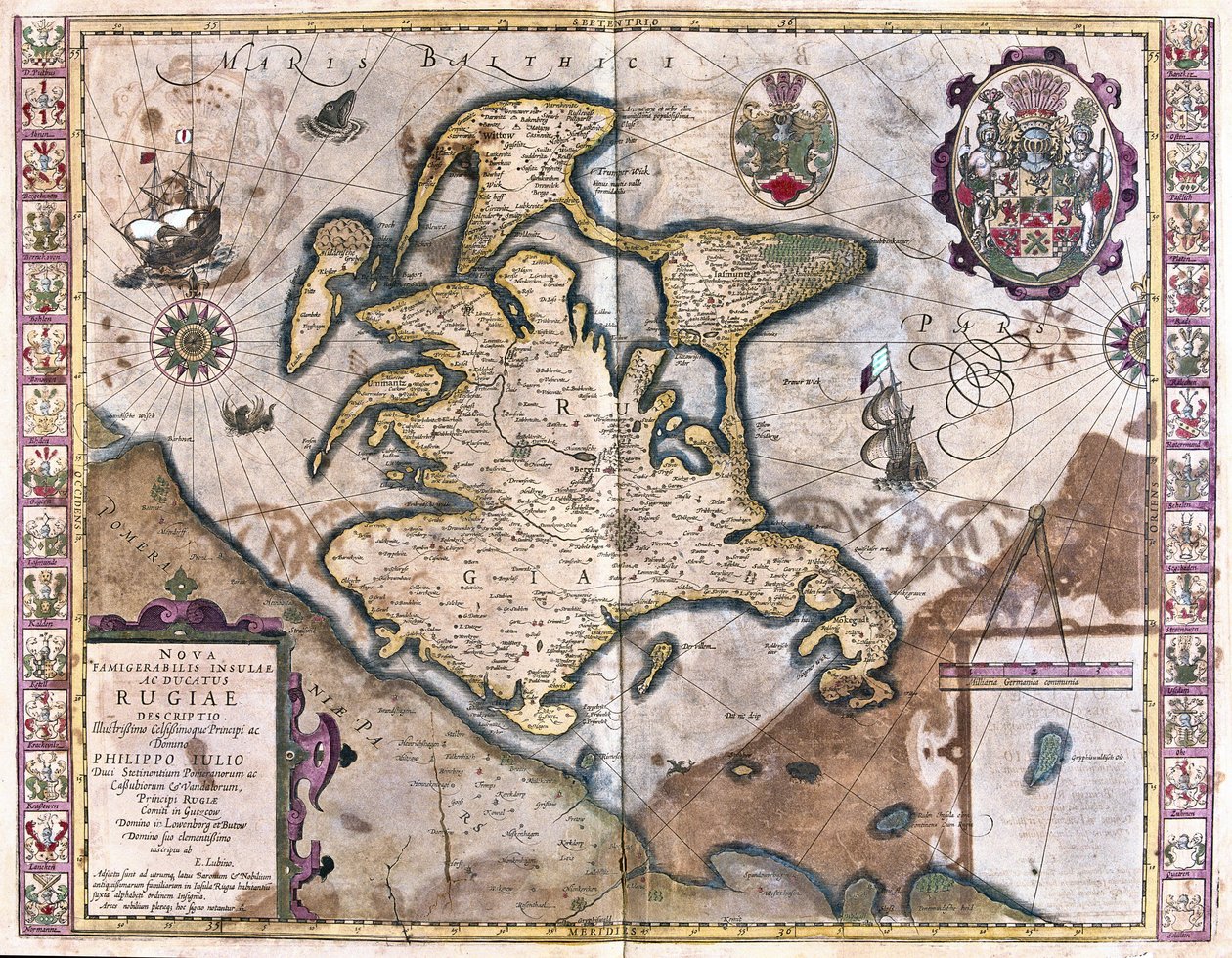 Isle of Rugen, Tyskland (gravering av Gerardus Mercator