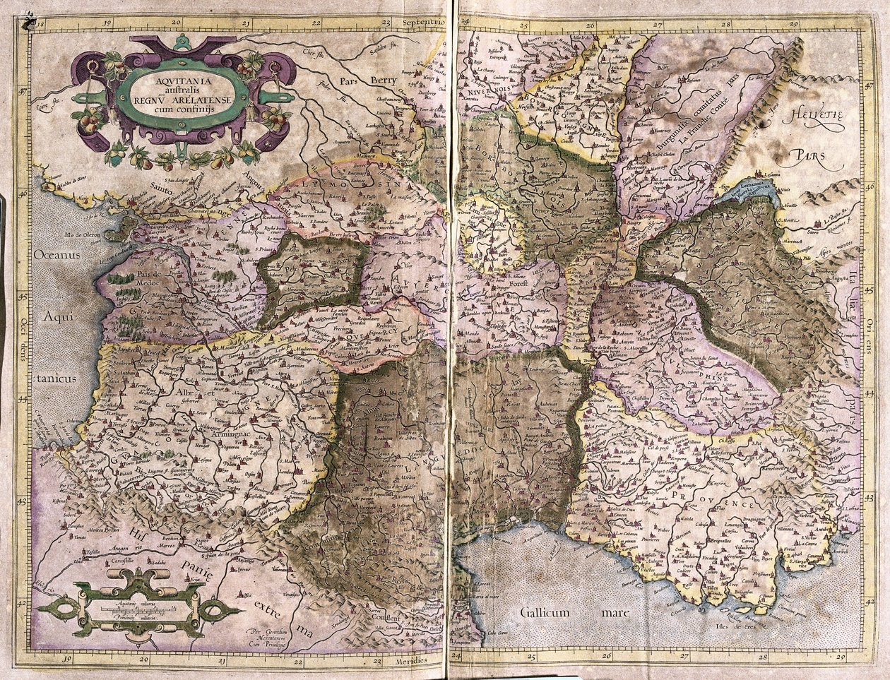 Limousine, Languedoc, Auvergne, Burgund og Provence, Sør-Frankrike av Gerardus Mercator