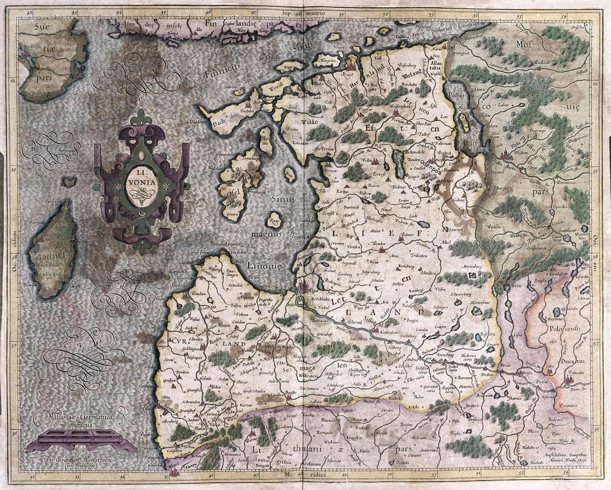 Nord-baltiske regionen, Riga, Latvia (gravering av Gerardus Mercator