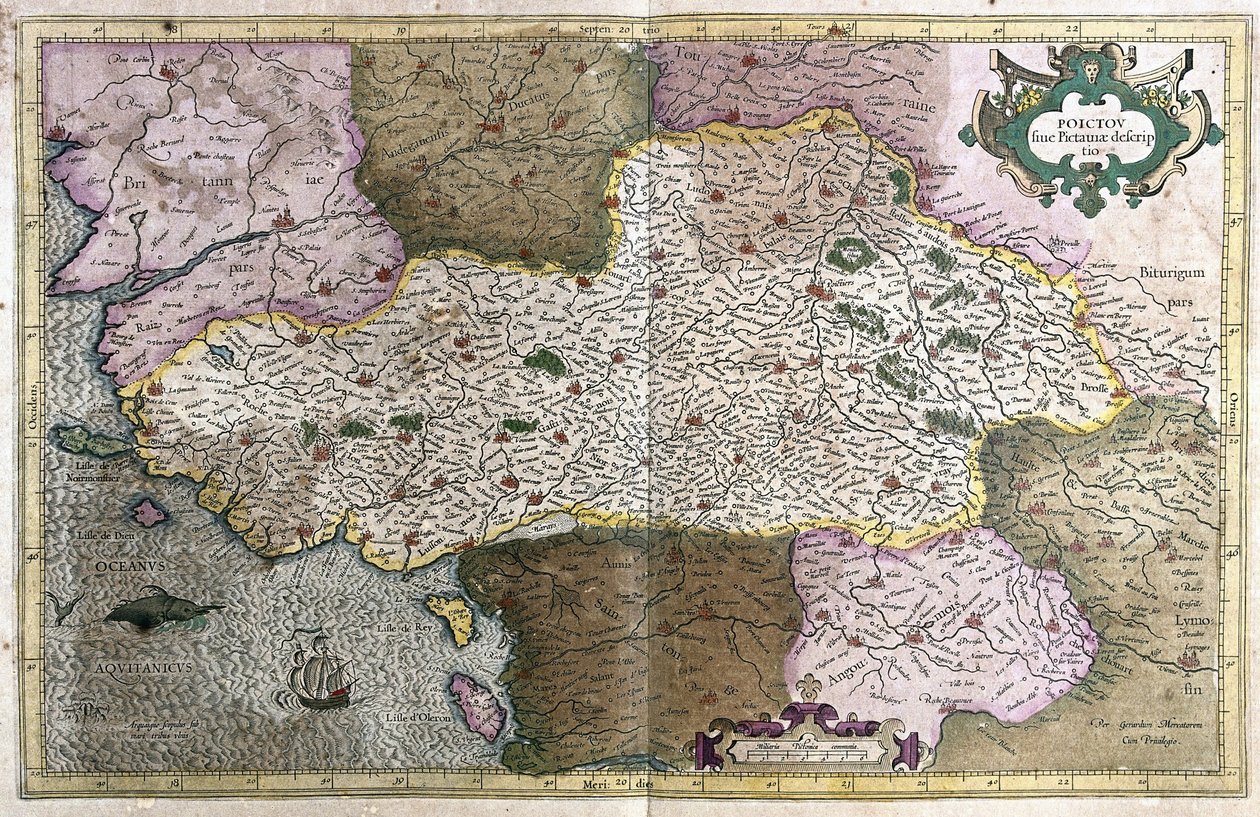Poitou, Frankrike (gravering av Gerardus Mercator