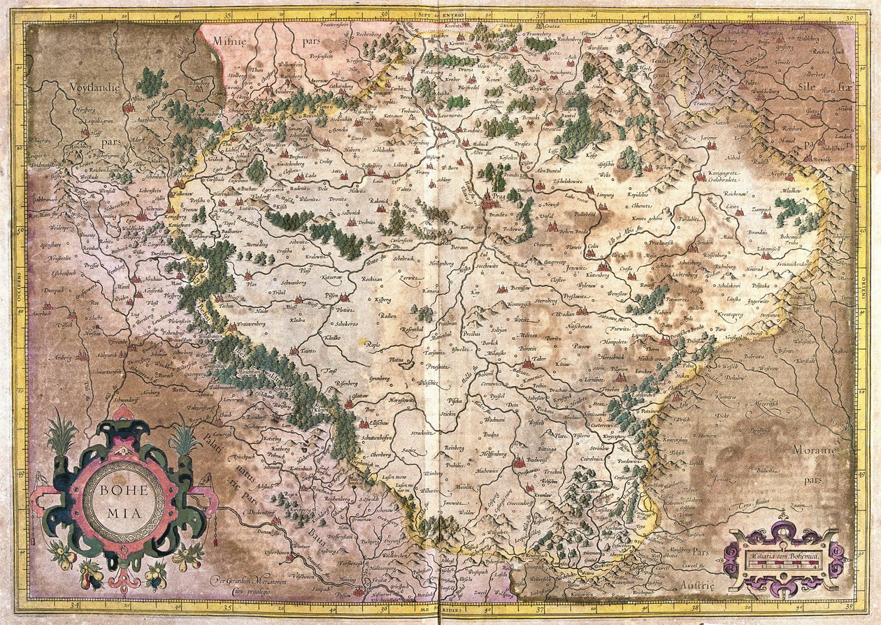 Praha, Tsjekkia (gravering av Gerardus Mercator