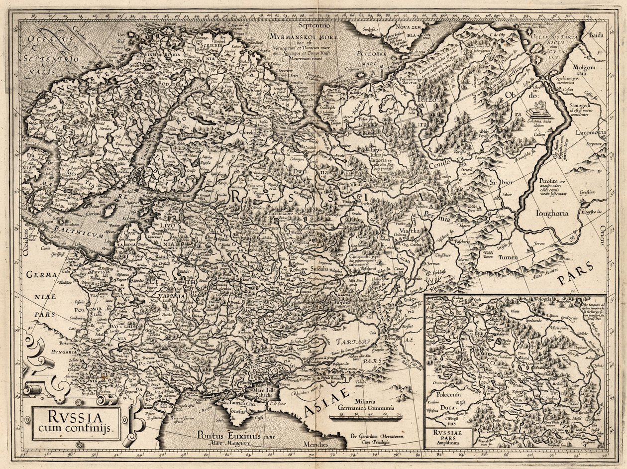 Russland cum Confinijs. Kart over Russland, 1587. av Gerardus Mercator