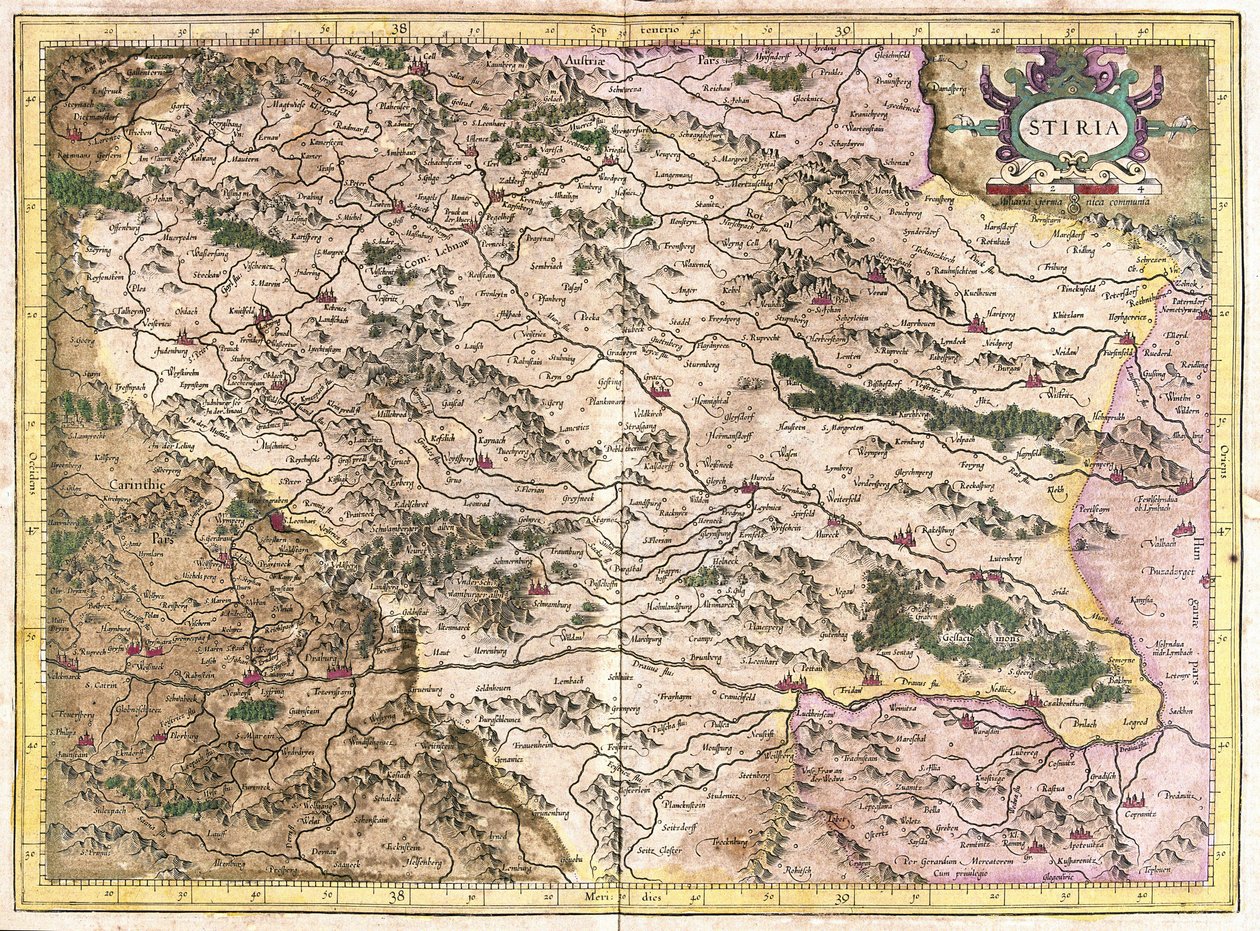 Steiermark, Østerrike (gravering av Gerardus Mercator