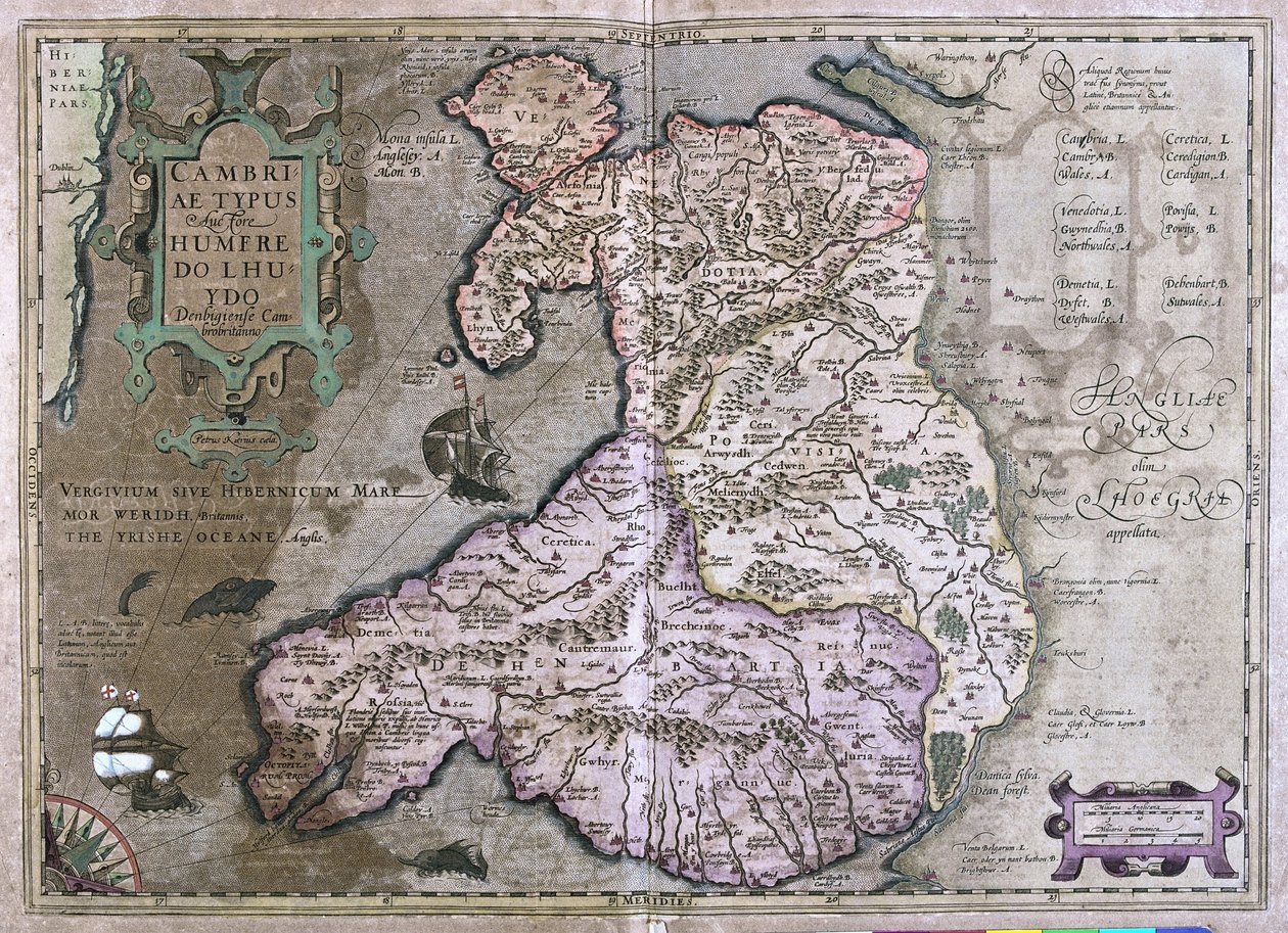 Wales, Storbritannia (gravering av Gerardus Mercator