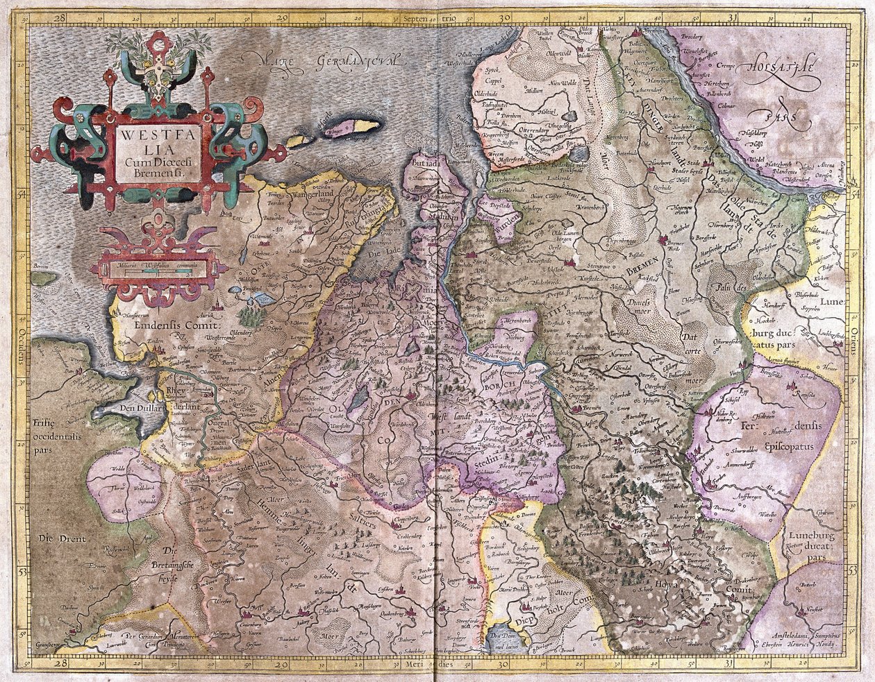 Westfalia, Tyskland (gravering av Gerardus Mercator
