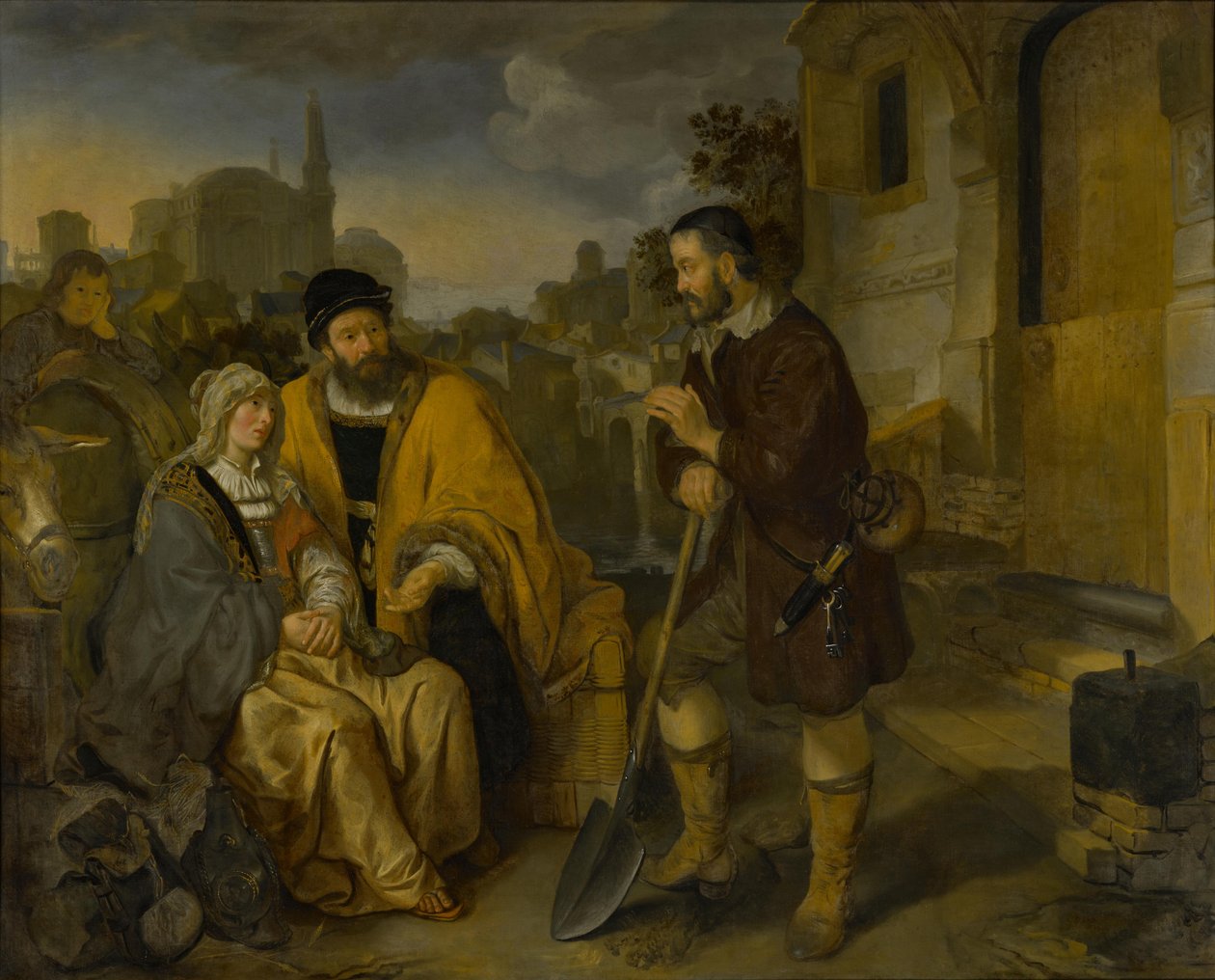 Landarbeideren fra Gibea tilbyr levitten og hans medhustru husly av Gerbrand van den Eeckhout