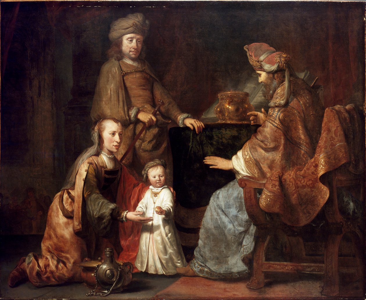 Spedbarnet Samuel brakt av Hannah til Eli, tidlig på 1660-tallet av Gerbrand van den Eeckhout