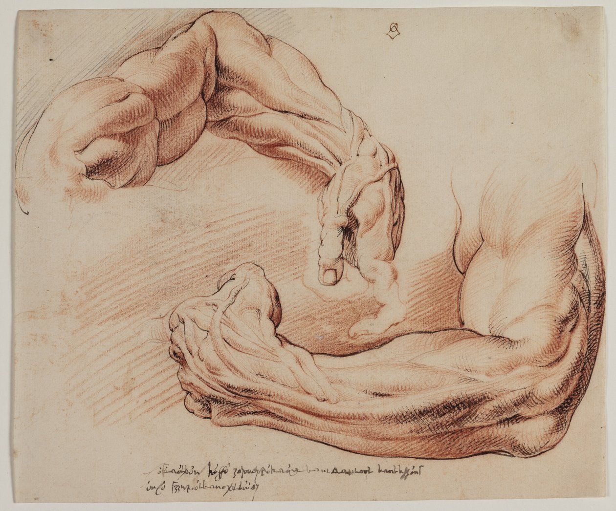 Blad med seks representasjoner; fire landskap og to dekorasjoner. Broderimønstre? av Gerhard Ludvig Lahde