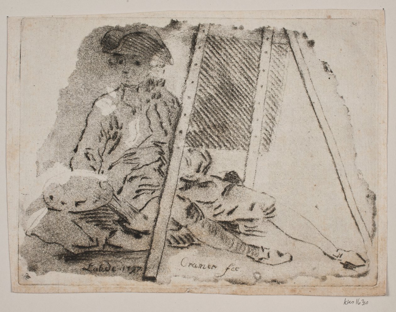 En maler (Juel) ved staffeli av Gerhard Ludvig Lahde