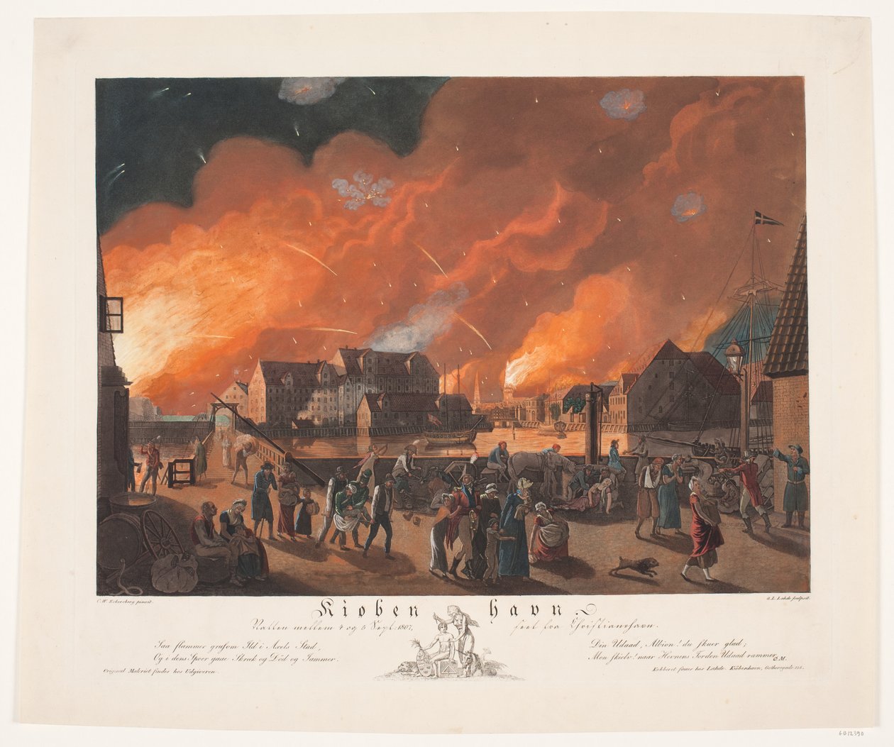 København, natten mellom 4. og 5. september sett fra Christianshavn av Gerhard Ludvig Lahde