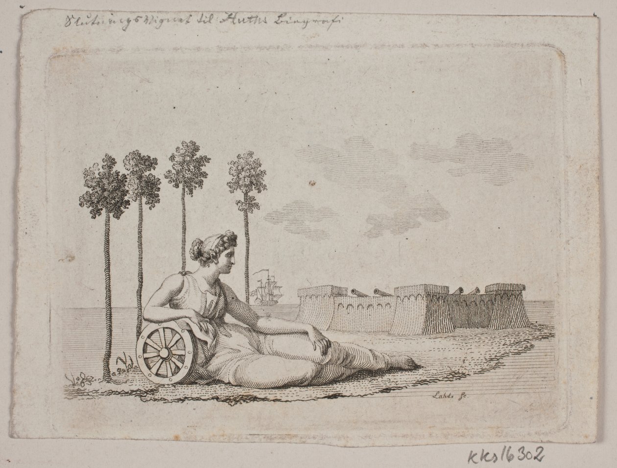 Liggende kvinne ved fort av Gerhard Ludvig Lahde