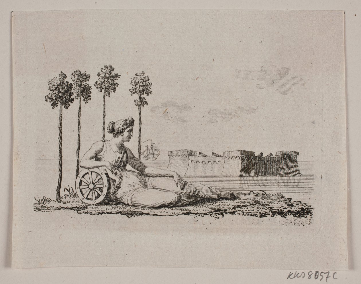 Liggende kvinne ved fort av Gerhard Ludvig Lahde