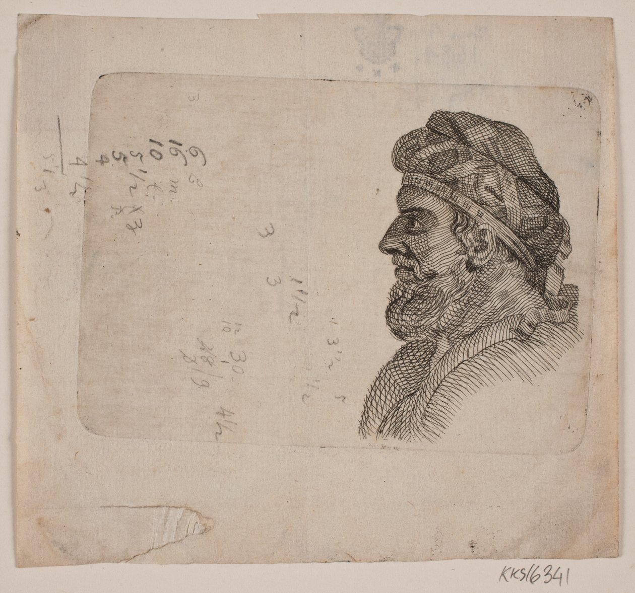 Studieleder for gammel mann i profil av Gerhard Ludvig Lahde