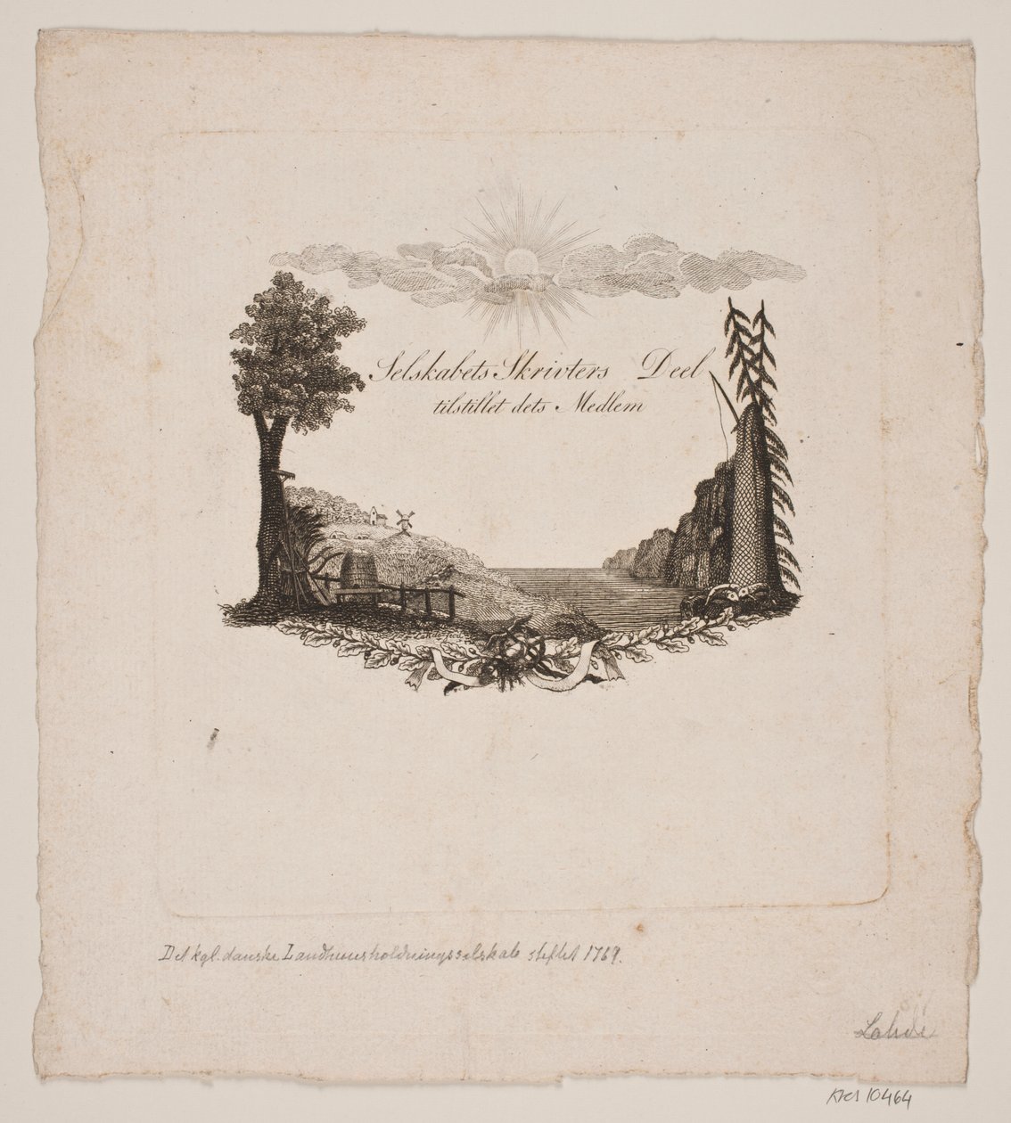Vignette for det Kongelige Danske Land Husholdningsselskab av Gerhard Ludvig Lahde