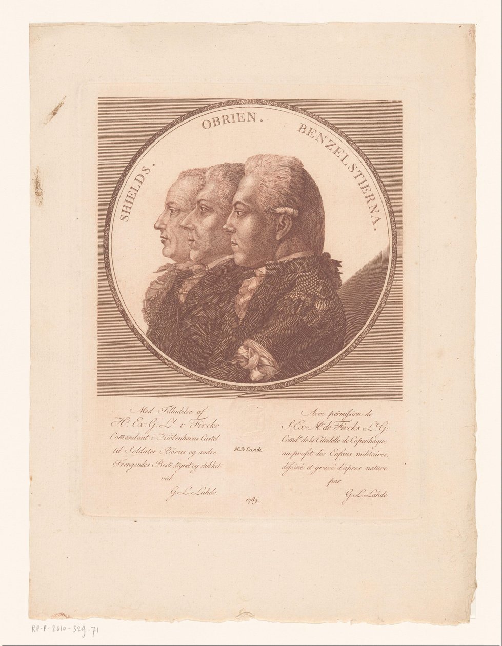 Portretter av Shields, Obrien og Benzelstierna av Gerhard Ludwig Lahde