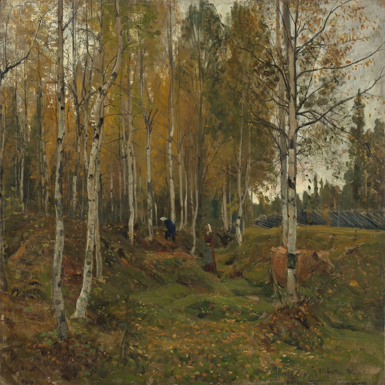 Bjørketrær om høsten av Gerhard Munthe