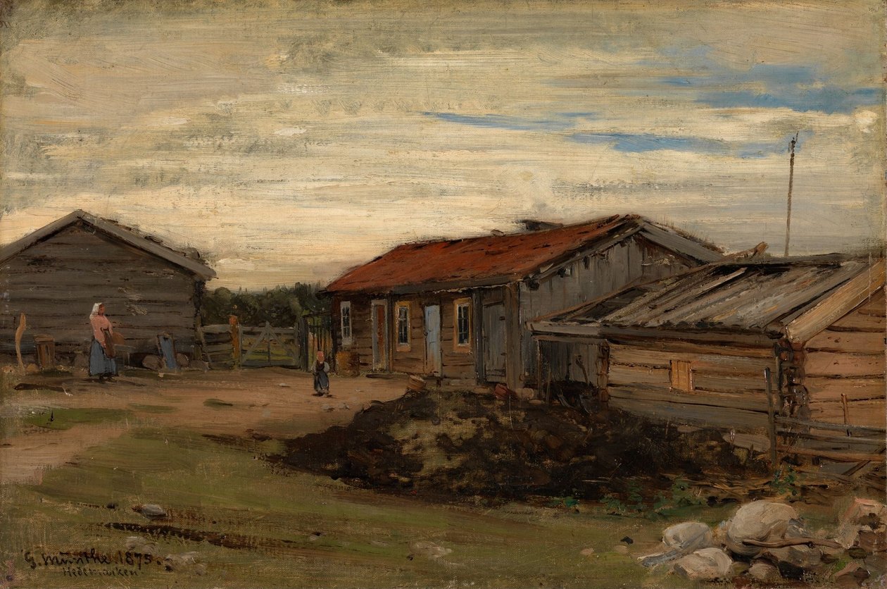 Et tun med grå uthus av Gerhard Munthe