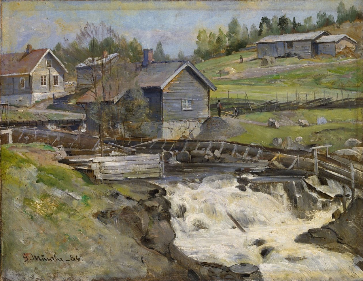 Waterfall at Stange in Hedmark av Gerhard Munthe