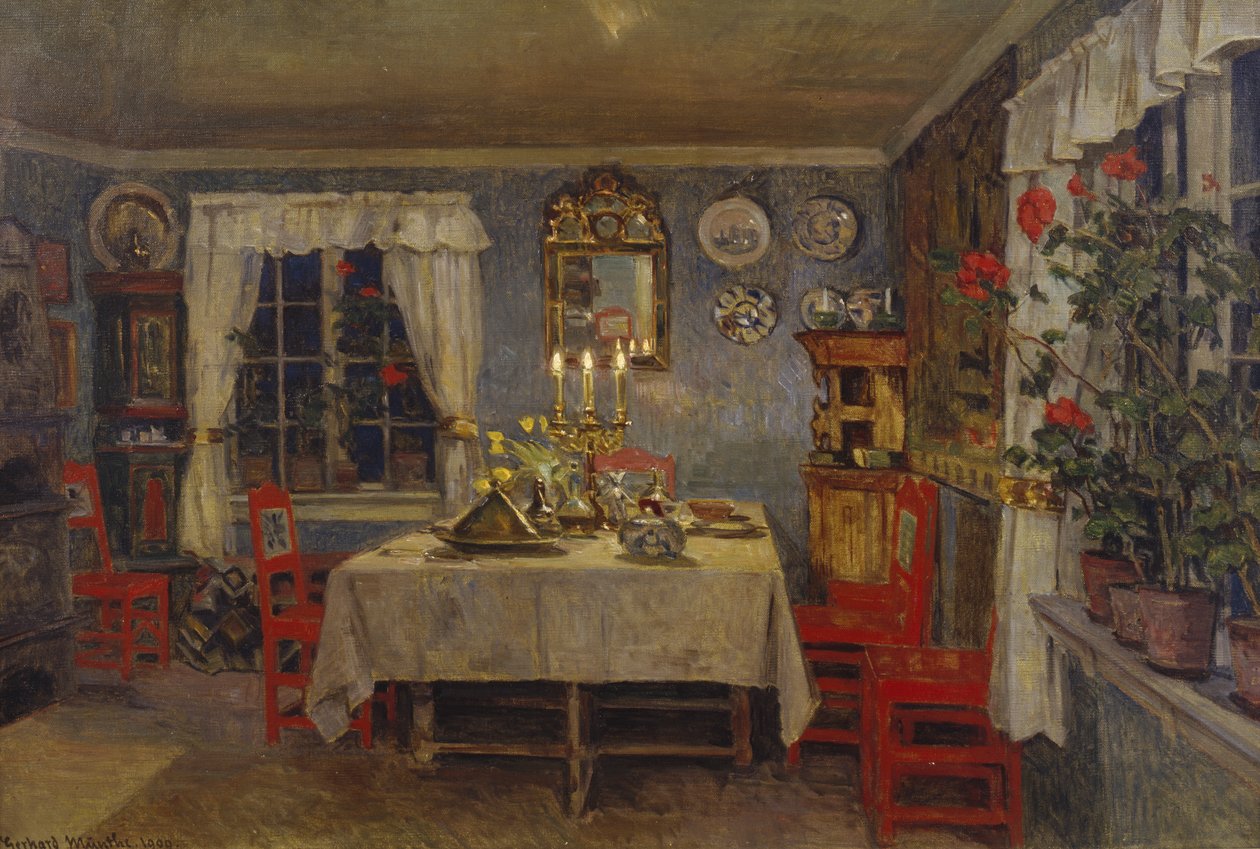 Interiør fra kunstnerens stue av Gerhard Peter Frantz Vilhelm Munthe