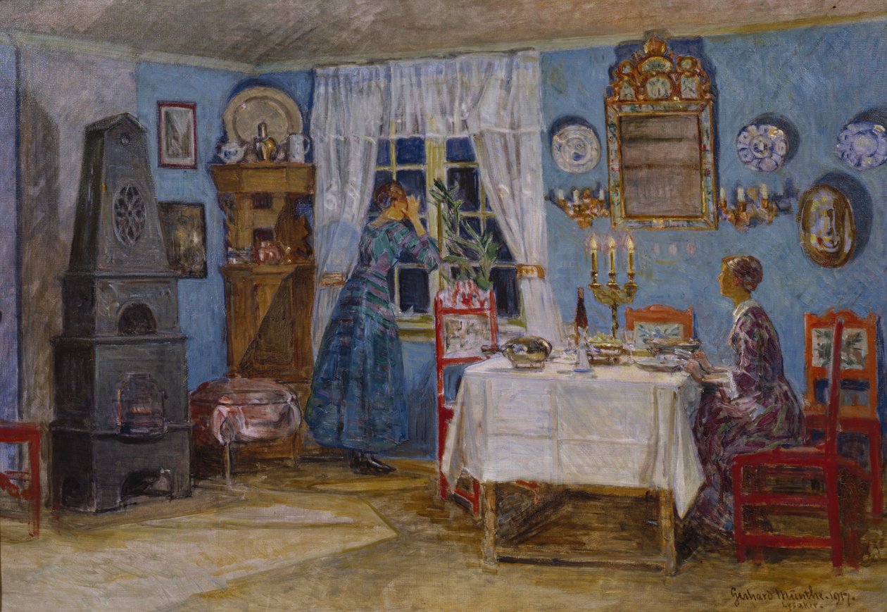 Kommer han ikke snart? 1917 (olje på lerret) av Gerhard Peter Frantz Vilhelm Munthe