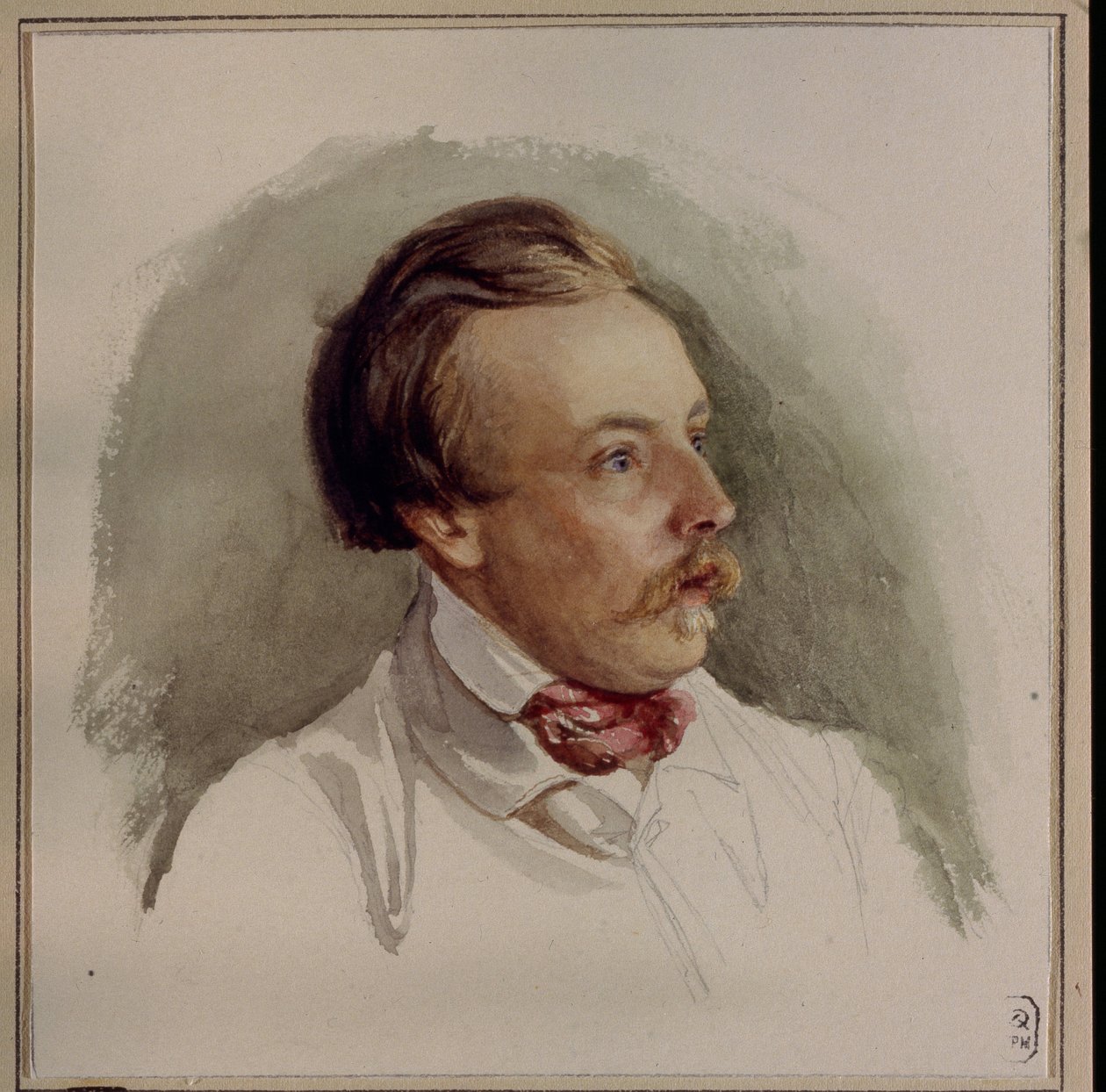 Portrett av maleren Alexander (Alexander) von Kotzebue (1815-1889). (Portrett av maleren A. von Kotzebue). Verk av Gerhard Wilhelm von Reutern (1794-1865), akvarell på papir, rundt 1840. Tysk kunst av Gerhard Wilhelm von Reutern
