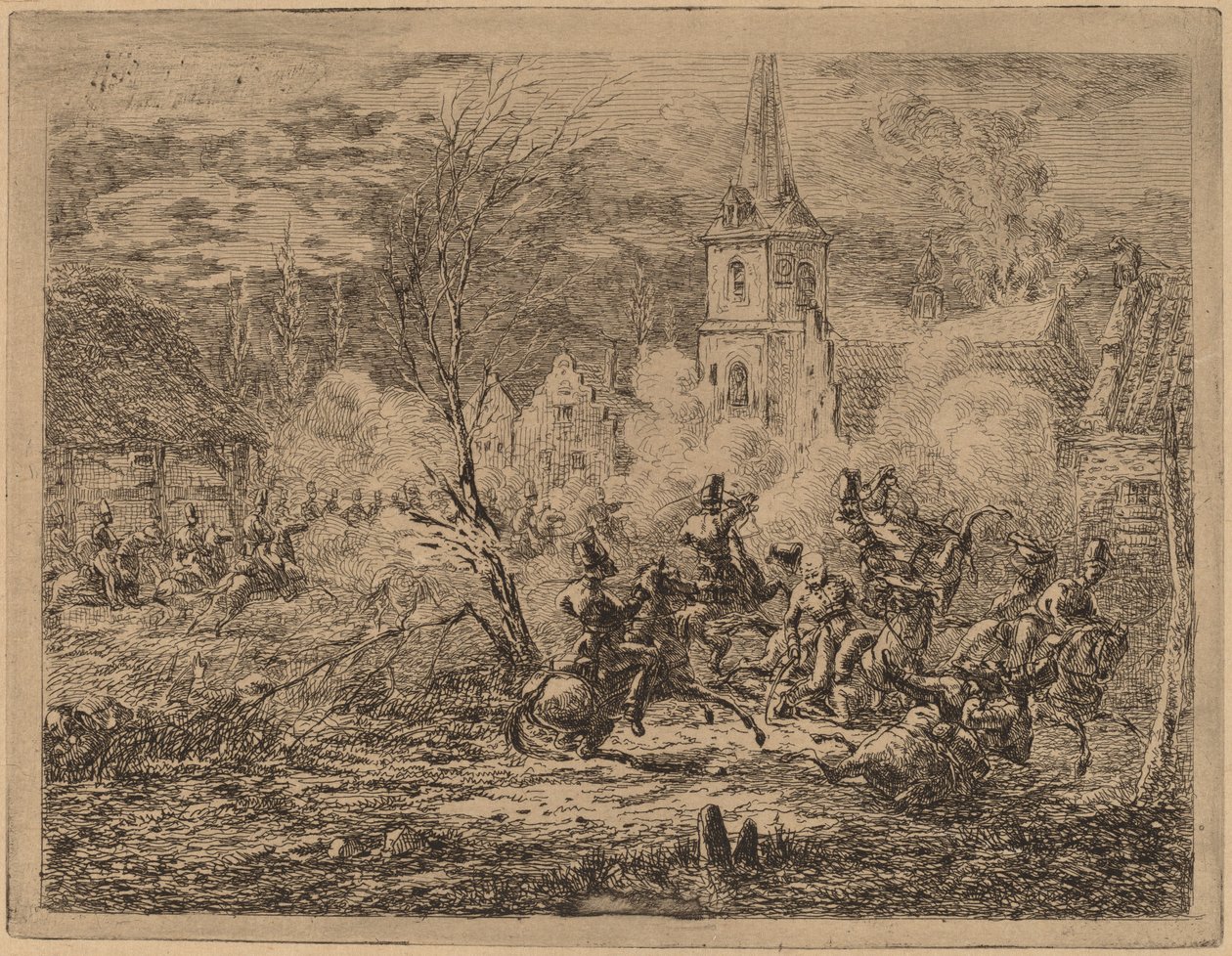 Fangst av en landsby av Gerhardus Emaus de Micault