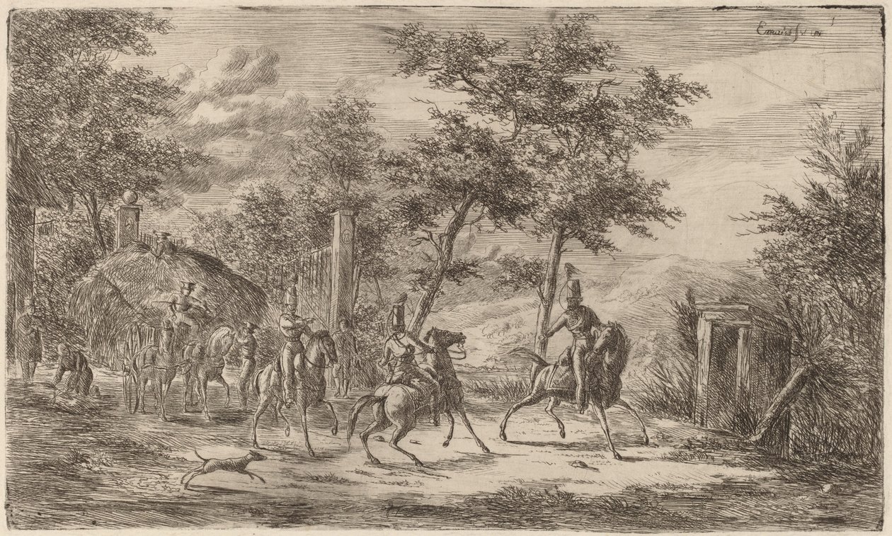 Kavaleri og høyvogn av Gerhardus Emaus de Micault