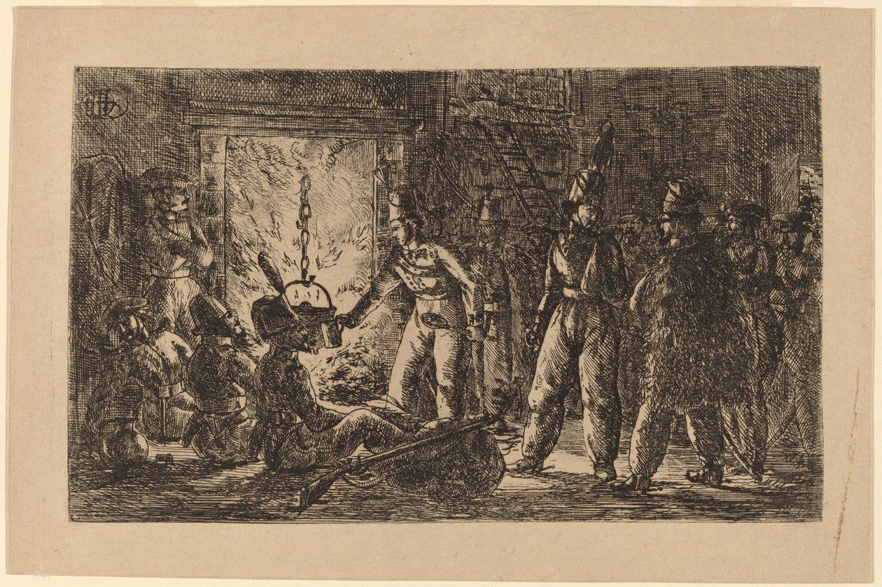 Kosakker foran en peis [recto] av Gerhardus Emaus de Micault