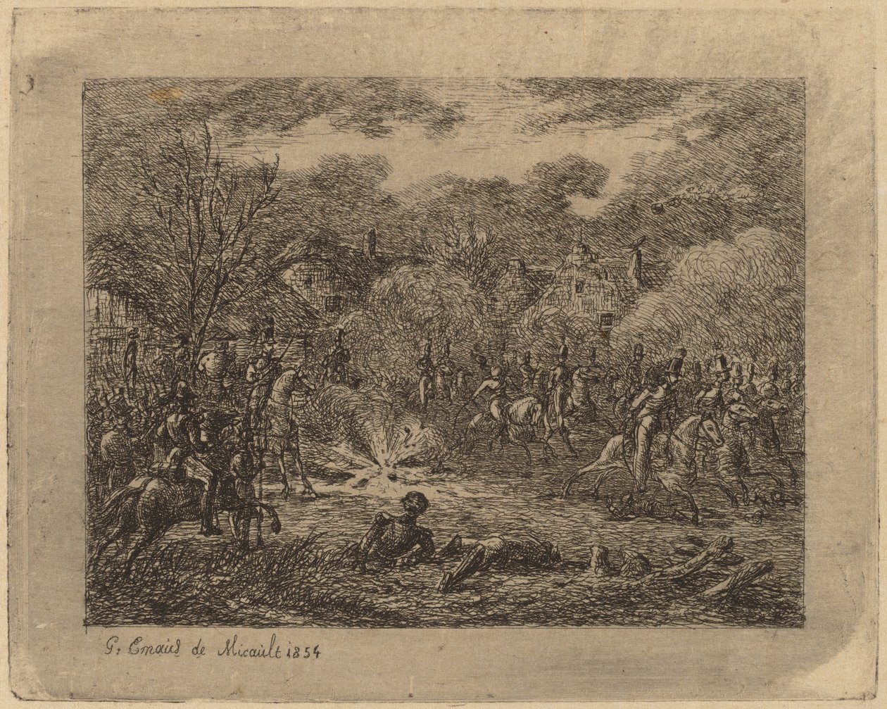 Eksplosjon av en granat av Gerhardus Emaus de Micault