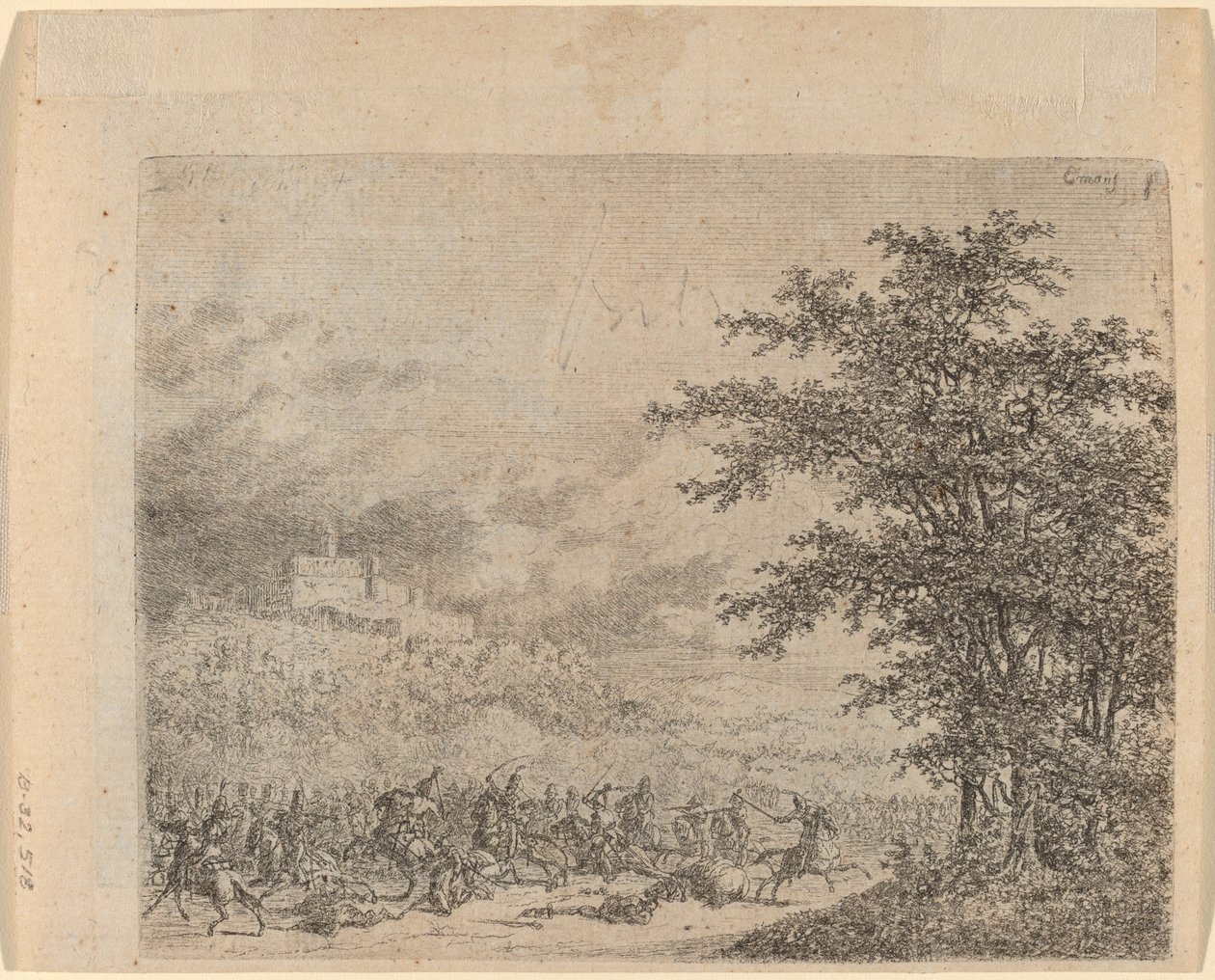 Affæren nær Konigstein (L'Affaire pres de Koenigstein) [verso] av Gerhardus Emaus de Micault