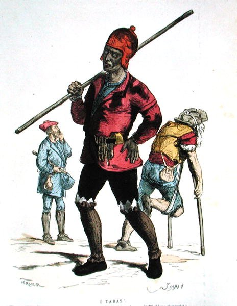 Skorsteinsfeier i det femtende århundre (fargegravering) av Gerlier (after)