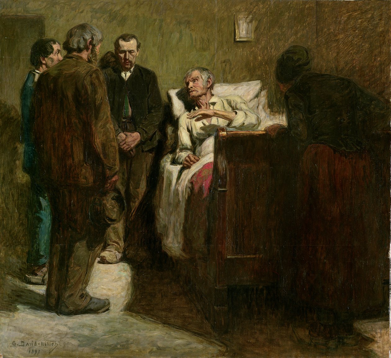 Arbeideren og hans barn, 1897 olje på lerret av Germain David Nillet